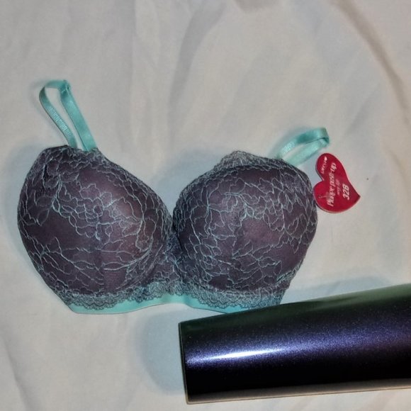 NEW size 32 B 32B womens padded bra push up gray blue thirty two - Picture 1 of 6